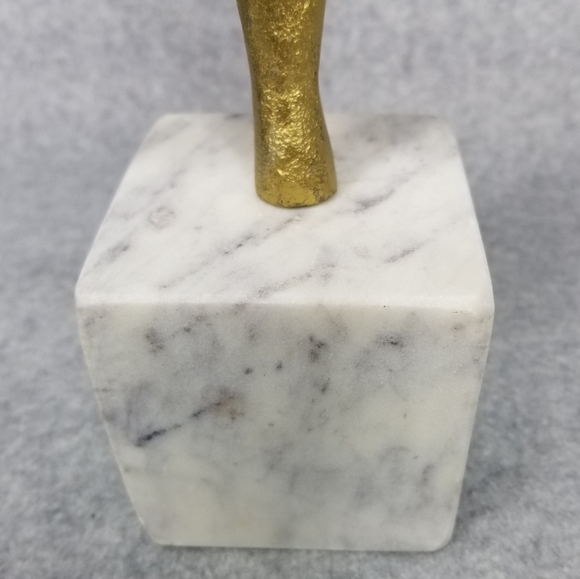 Gold Metal Woman Dancer 11.5" Statue Art Deco Voluptuous Acrobat Marble Mount - Picture 6 of 12